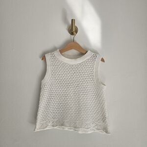 Cat & Jack Girls White Knit Sweater Top Size M 8 Sleeveless Open Knit Top